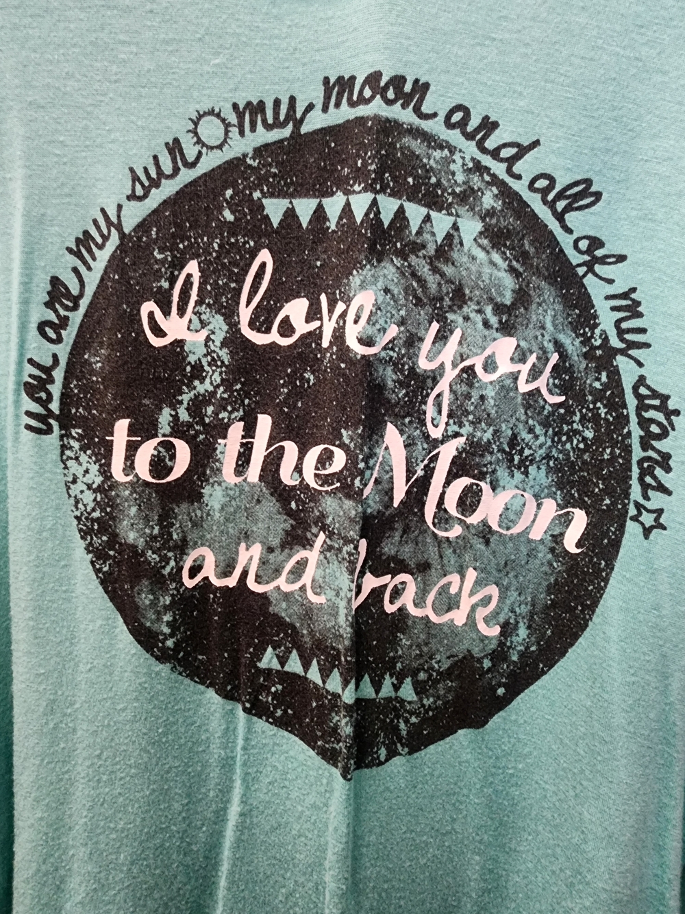 Rue21 Teal Graphic Tee with Black Moon Womens Medium